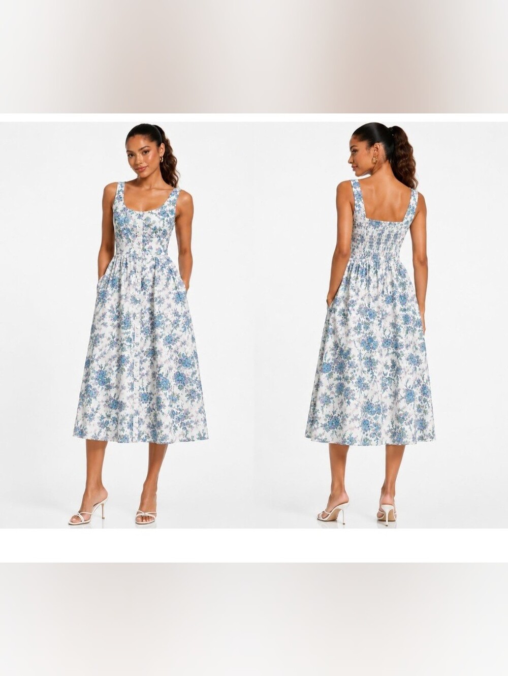 J.Crew English Garden Floral Print Button Front Midi Cottagecore Dress size 4